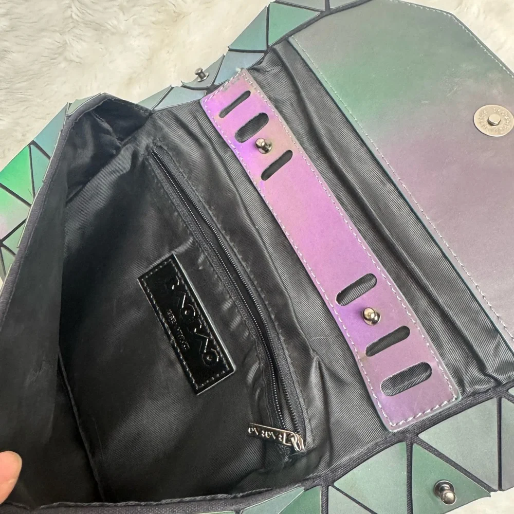 Bao Bao Geometric Black and Purple Women's Clutch
